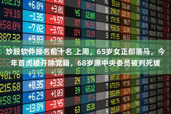 炒股软件排名前十名 上周，65岁女正部落马，今年首虎被开除党籍，68岁原中央委员被判死缓